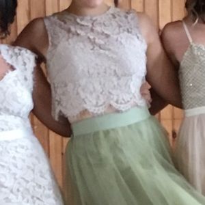 Jenny Yoo lace crop top from Bhldn the Anthropologie bridal store.